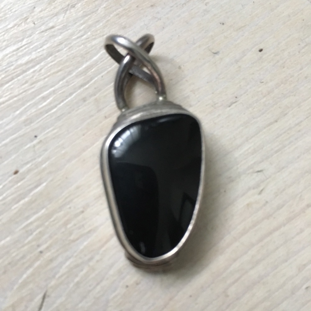 Sarda black onyx silver artisan vintage pendant